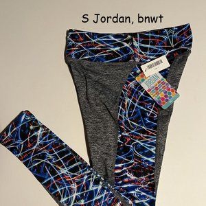 Small Lularoe Jordan long workout pants, grey with panels
